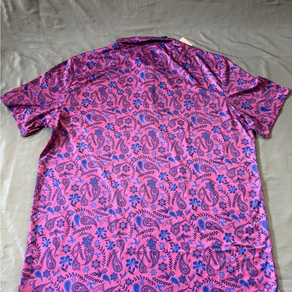 Obla Pink Paisley Men's Golf Shirt size L - Picture 6 of 6